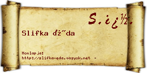 Slifka Éda névjegykártya